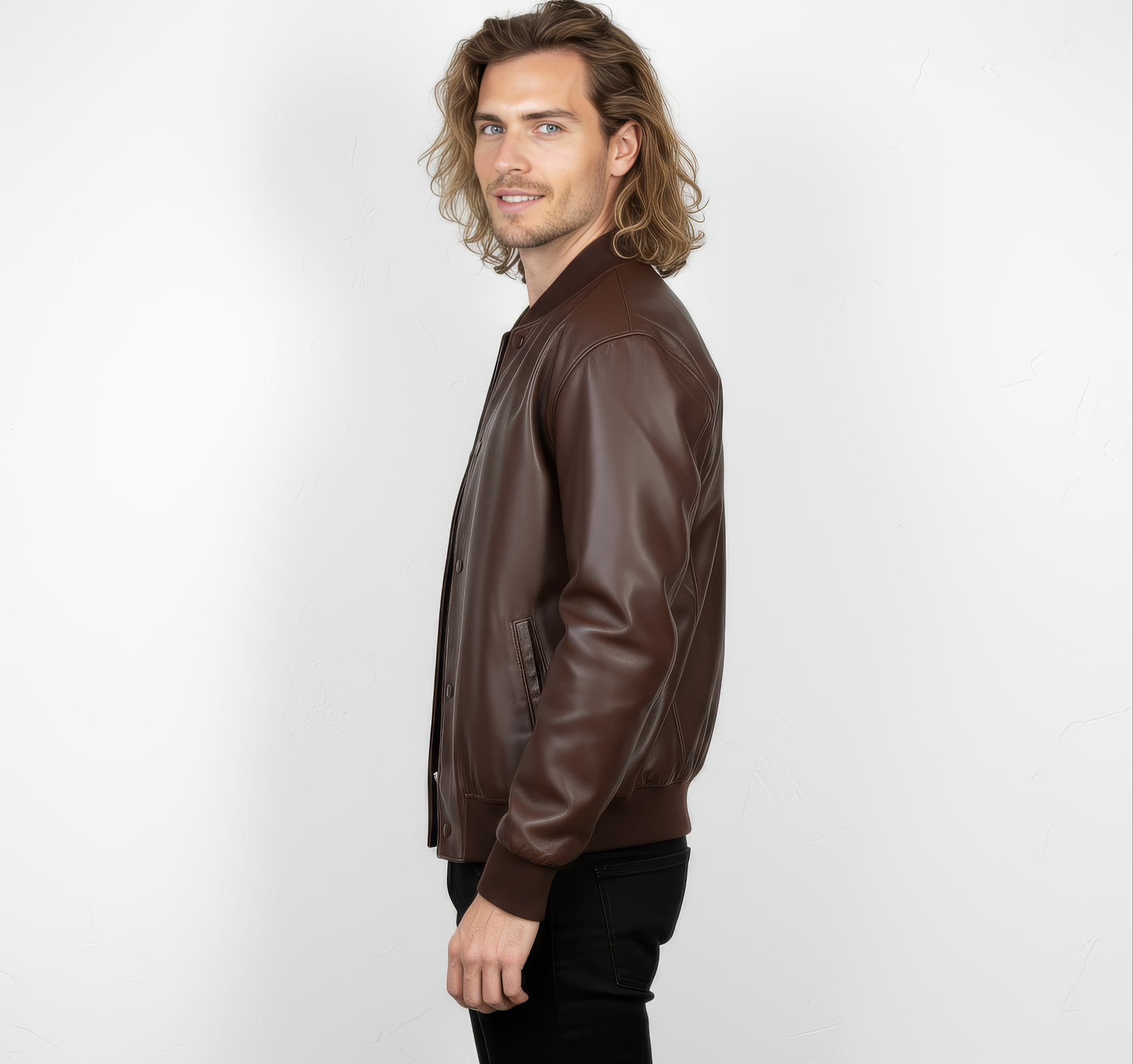Men&#39;s Real Leather Varsity Bomber Jacket - Orion