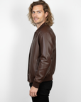 Men's Real Leather Varsity Bomber Jacket - Orion
