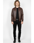 Men's Real Leather Varsity Bomber Jacket - Orion