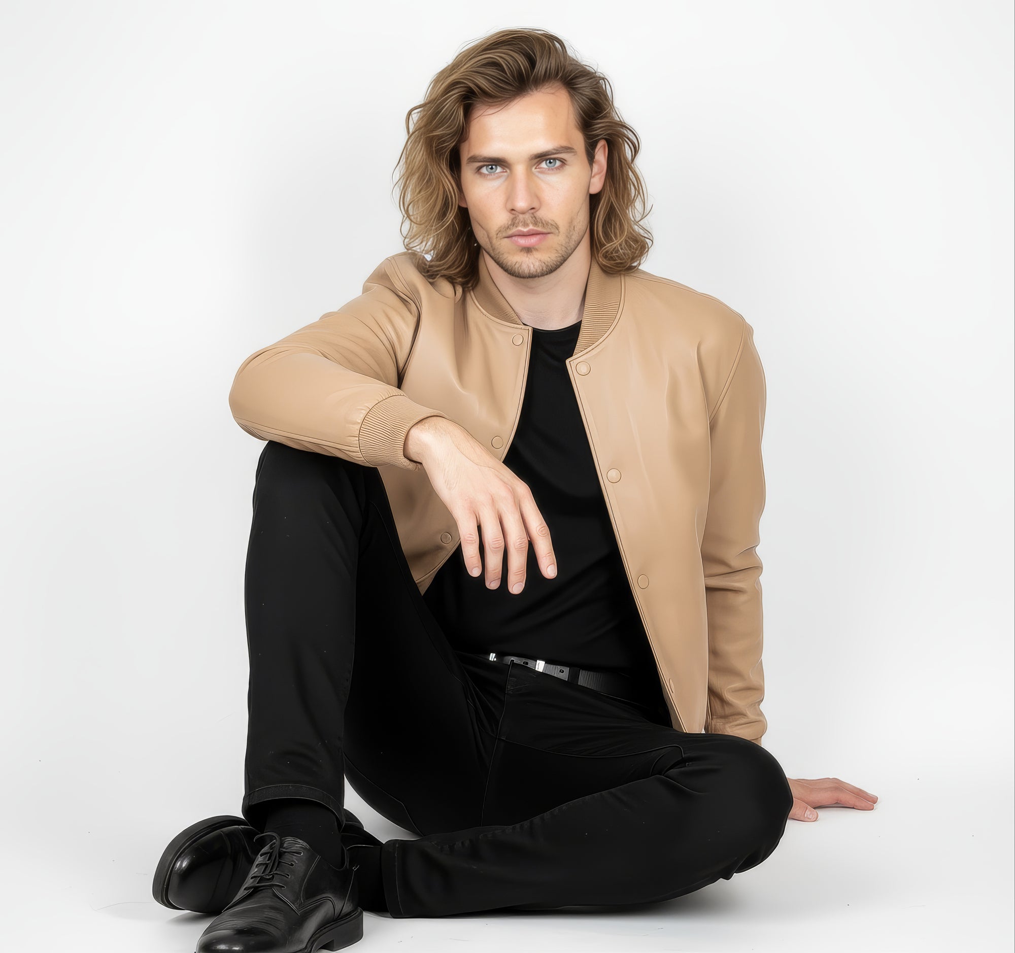 Men&#39;s Real Leather Varsity Bomber Jacket - Orion