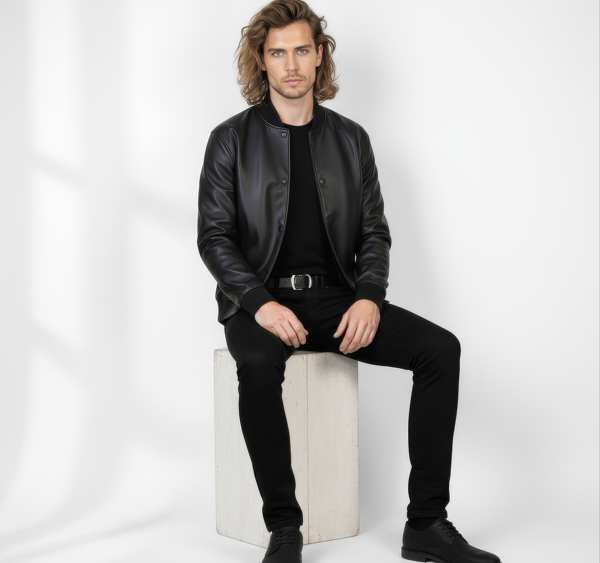 Men&#39;s Real Leather Varsity Bomber Jacket - Orion