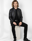 Men's Real Leather Varsity Bomber Jacket - Orion