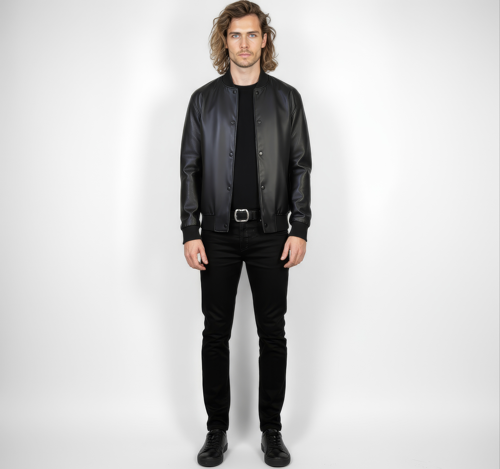 Men&#39;s Real Leather Varsity Bomber Jacket - Orion