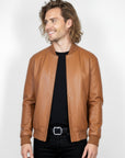 Men's Real Leather Varsity Bomber Jacket - Orion