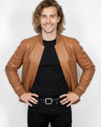 Men's Real Leather Varsity Bomber Jacket - Orion
