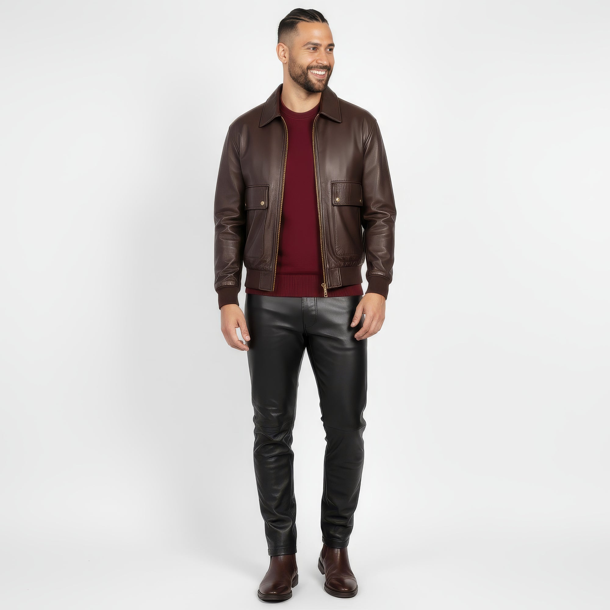 Men&#39;s Real Leather Blouson Jacket - Felipe