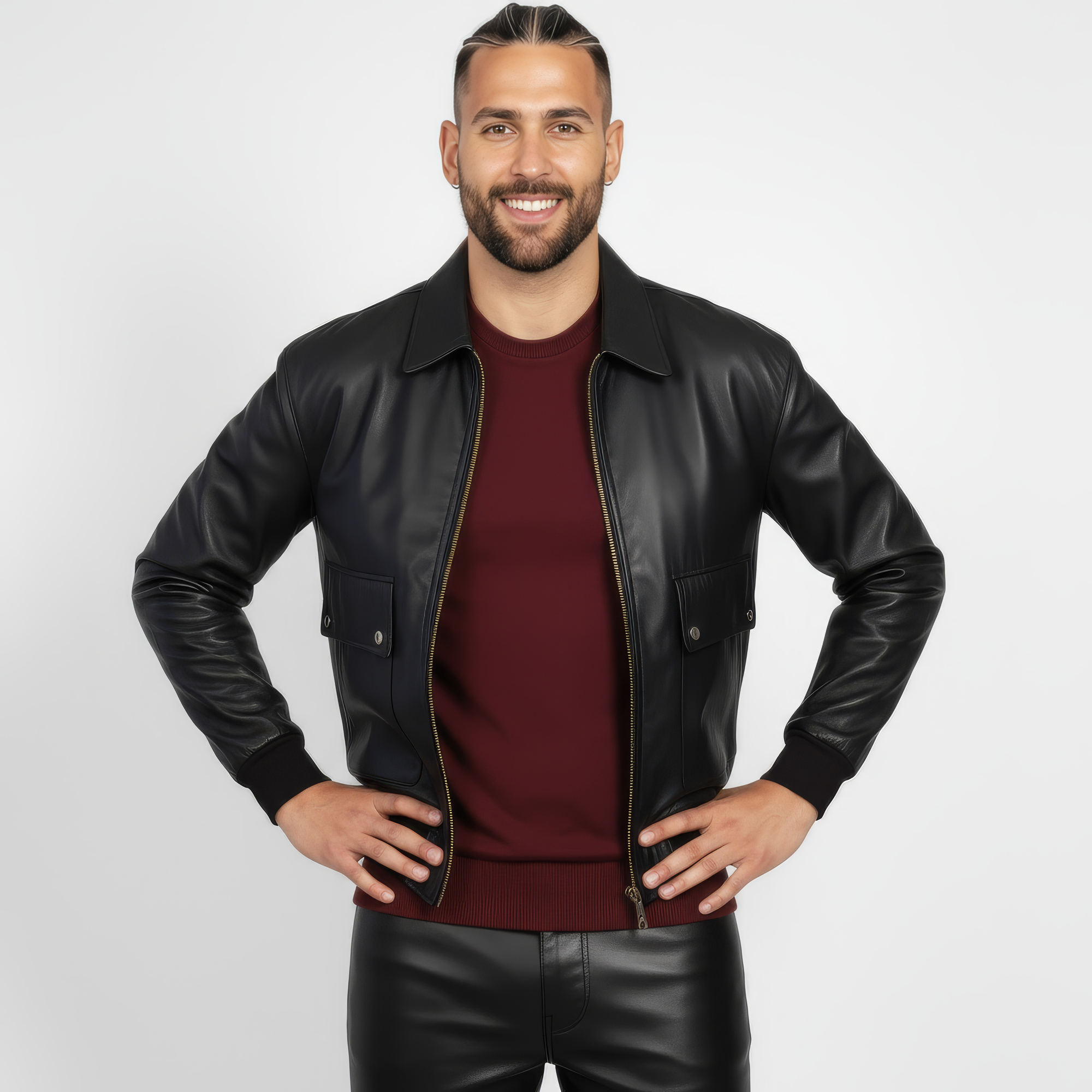 Men&#39;s Real Leather Blouson Jacket - Felipe