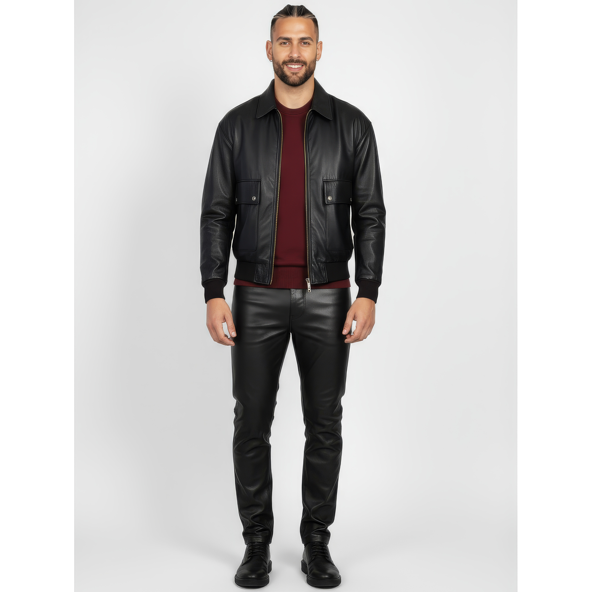 Men&#39;s Real Leather Blouson Jacket - Felipe
