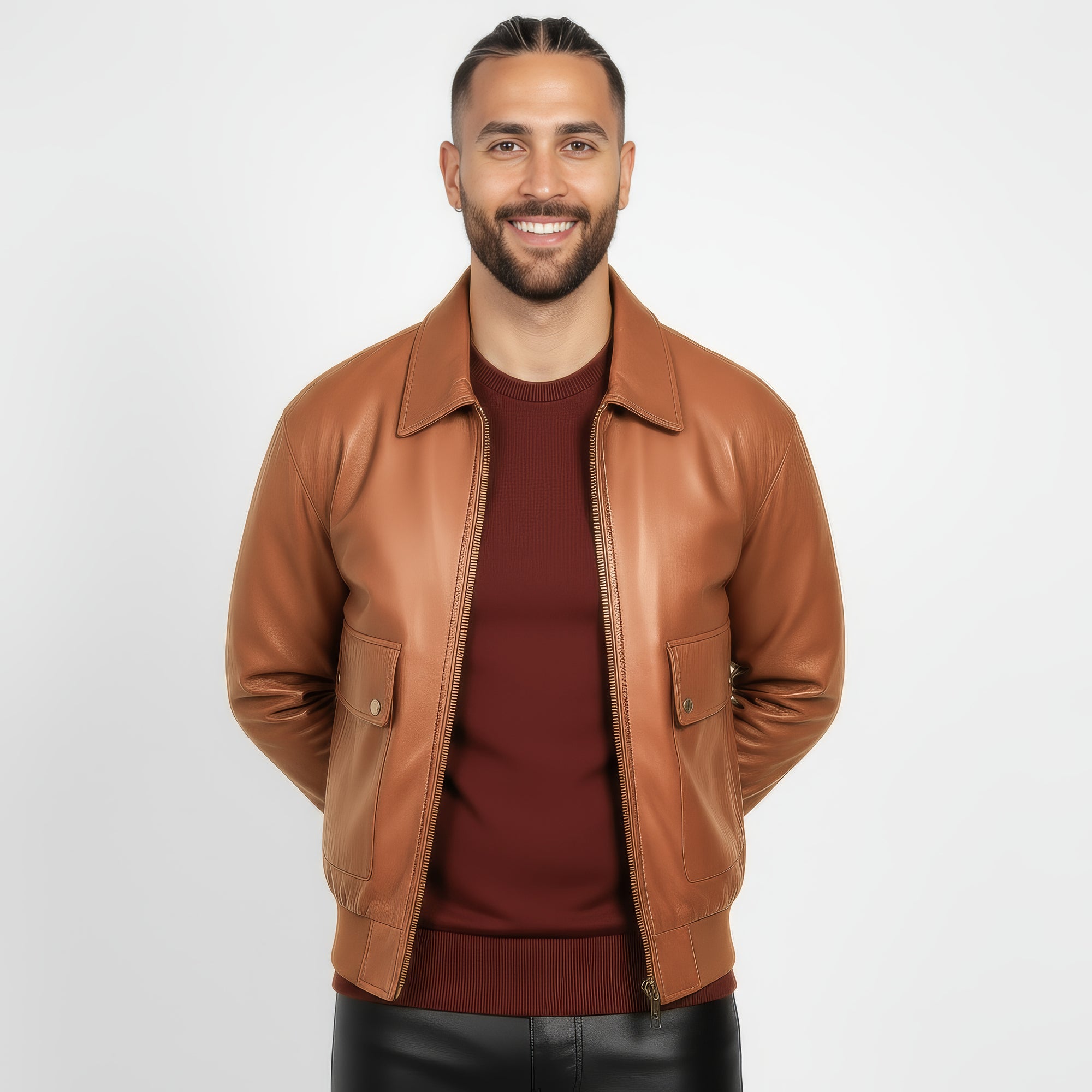 Men&#39;s Real Leather Blouson Jacket - Felipe