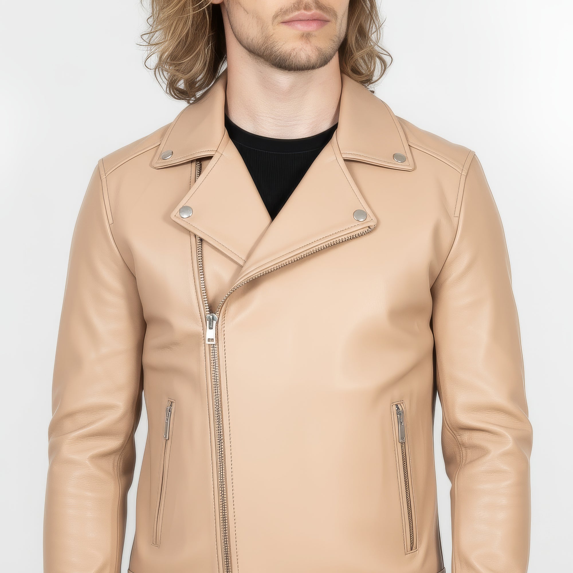 Real Leather Biker Jacket for Men - Milan