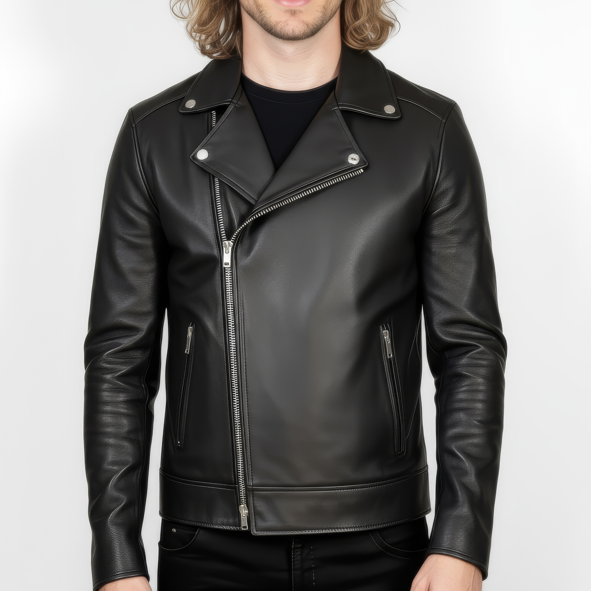 Real Leather Biker Jacket for Men - Milan
