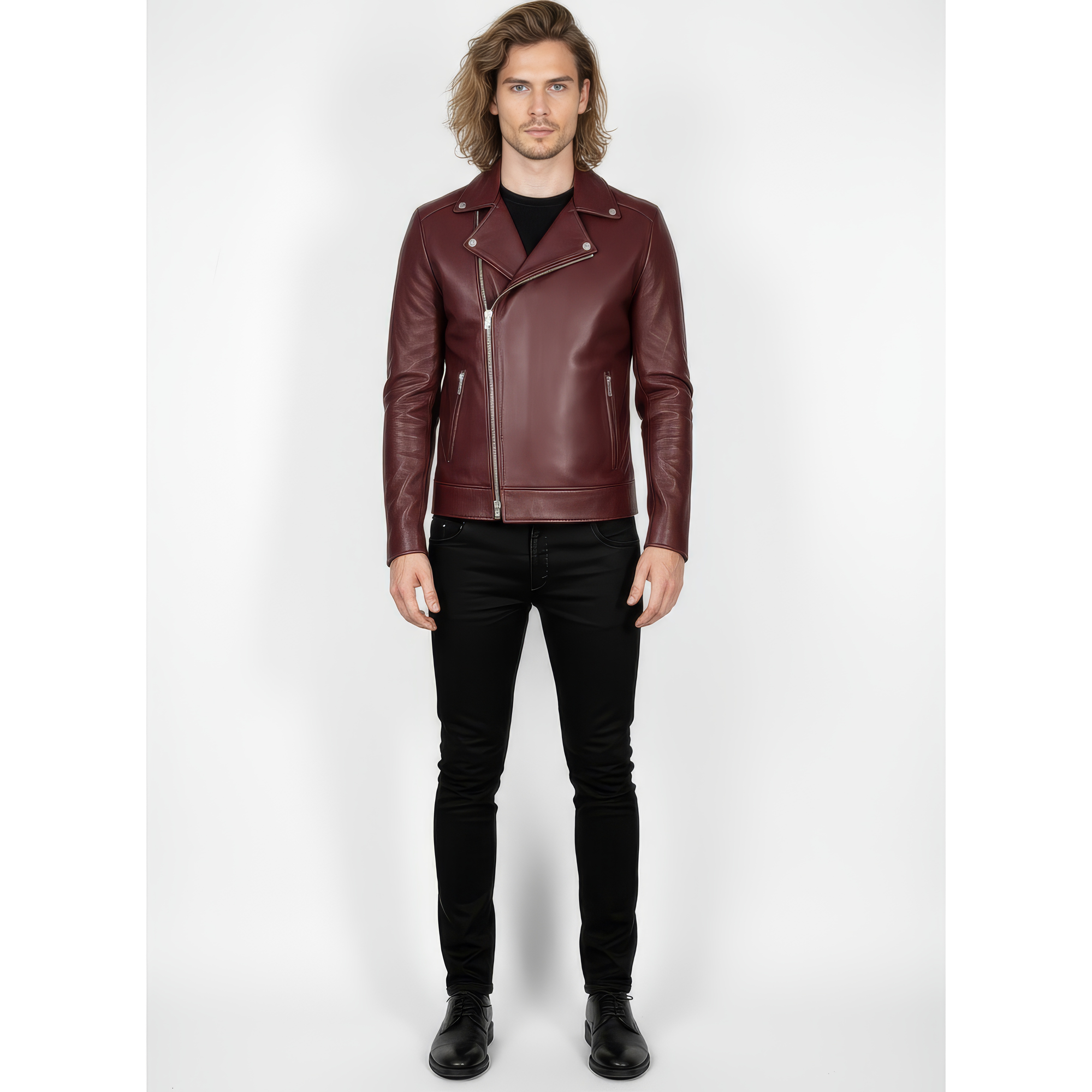 Real Leather Biker Jacket for Men - Milan