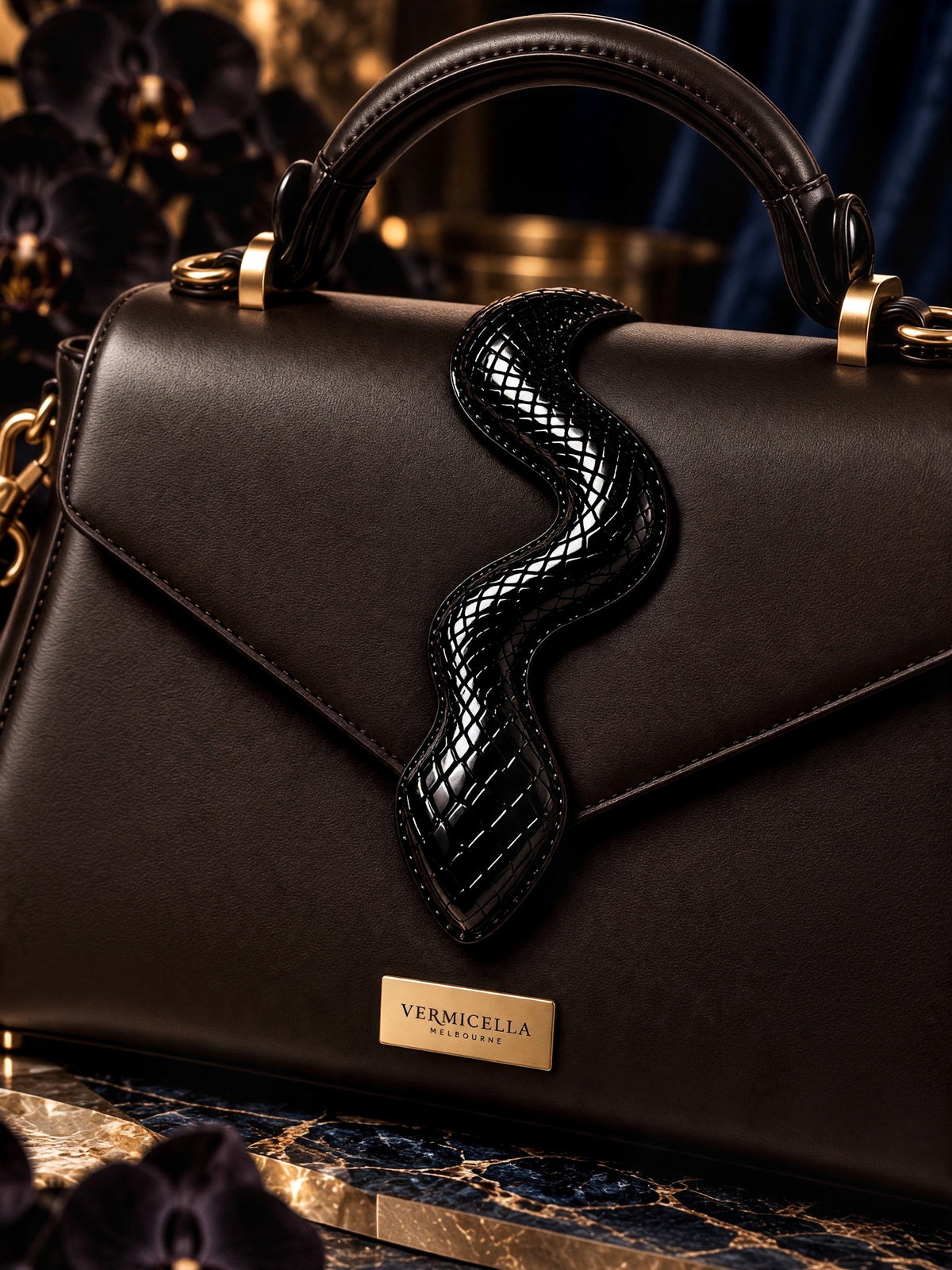 Vermicella handbag editorial photograph
