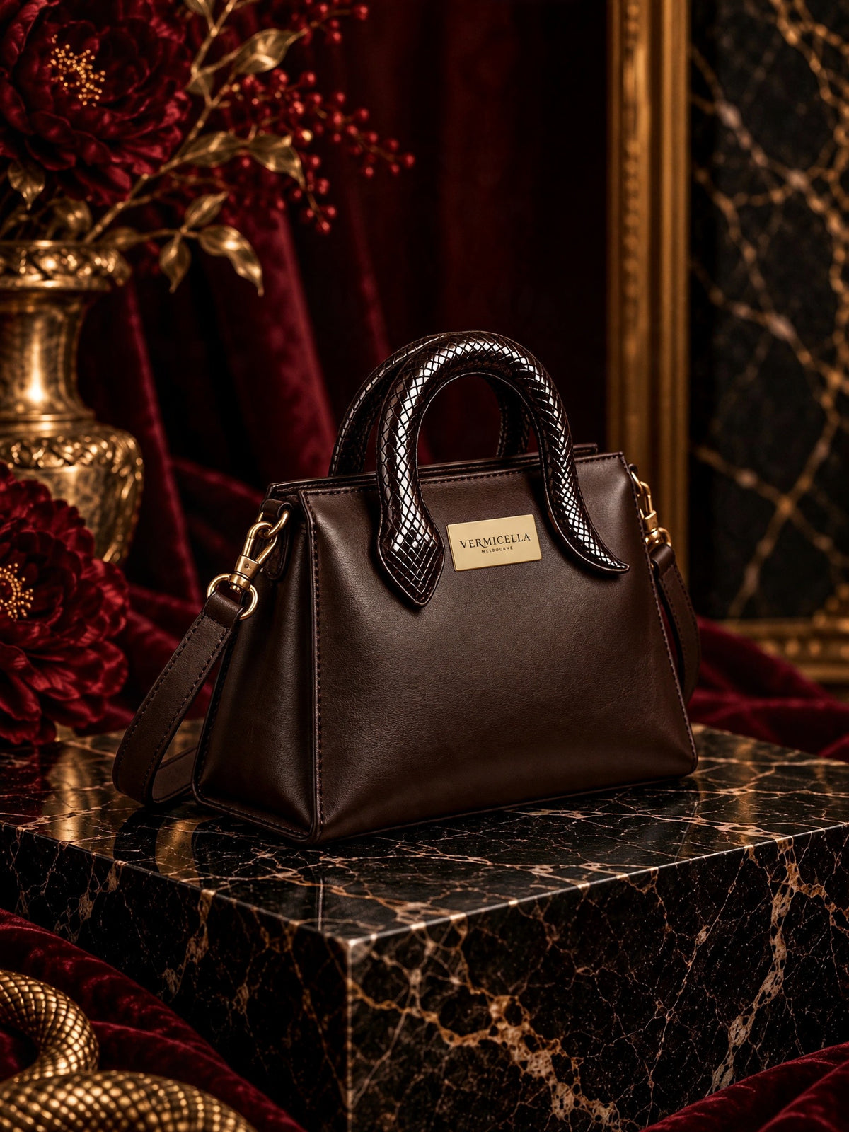 Vermicella handbag editorial photograph