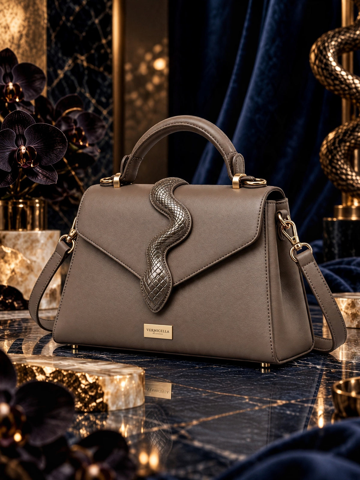 Vermicella handbag editorial photograph