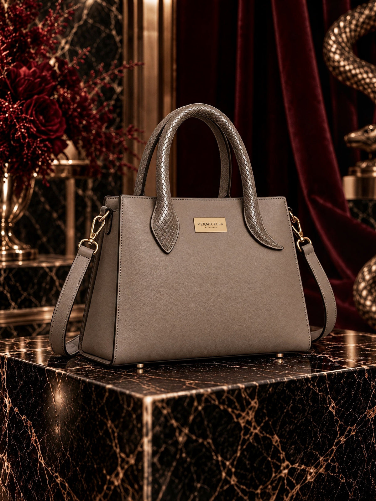 Vermicella handbag editorial photograph