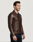 Men's Real Leather Biker Jacket - Hermes