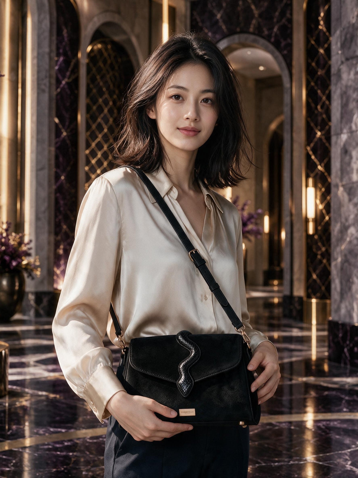 Vermicella handbag editorial photograph