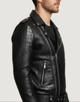 Moto Real Leather Jacket for Men- Hermes