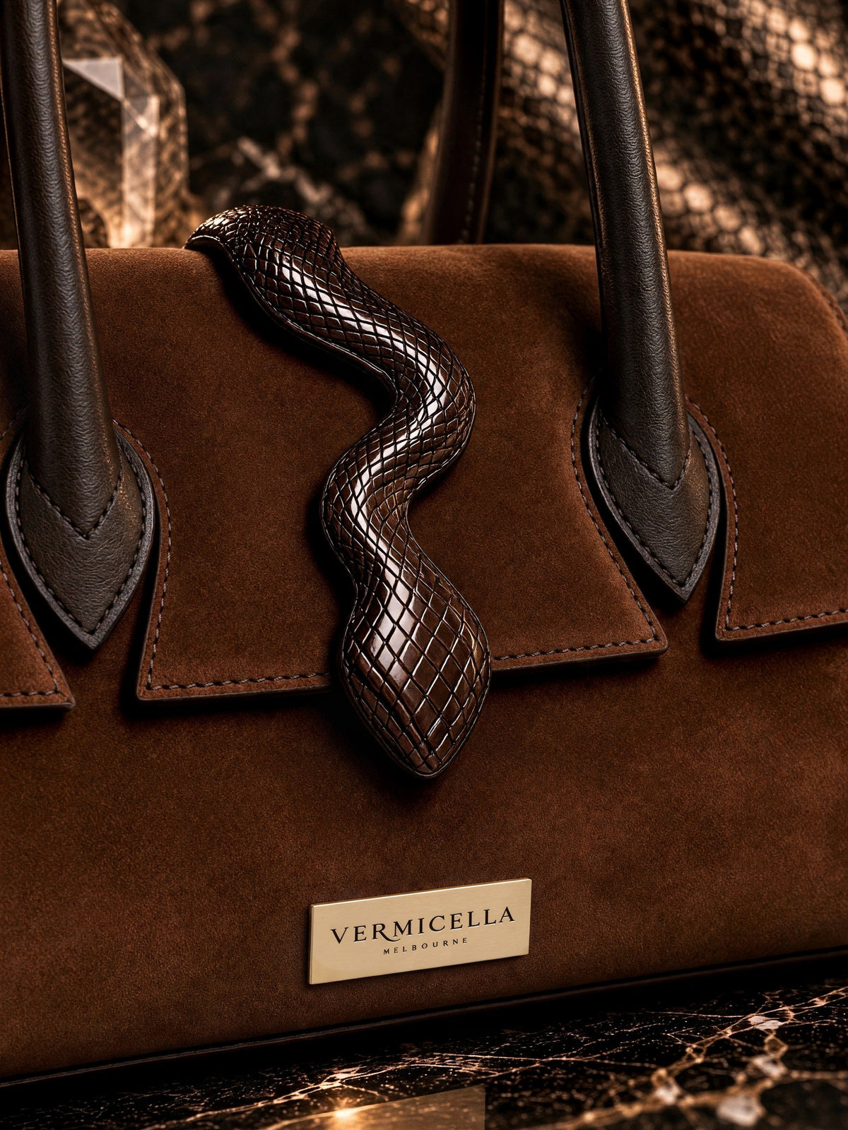 Vermicella handbag editorial photograph