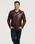 Real Leather Moto Jacket for Men- Hermes