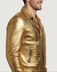 Men's Real Leather Biker Jacket - Hermes