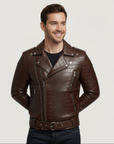 Men's Real Leather Biker Jacket - Hermes
