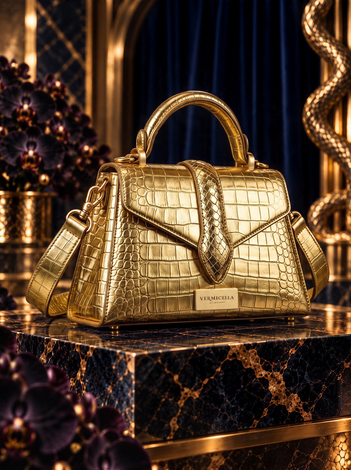 Vermicella handbag editorial photograph
