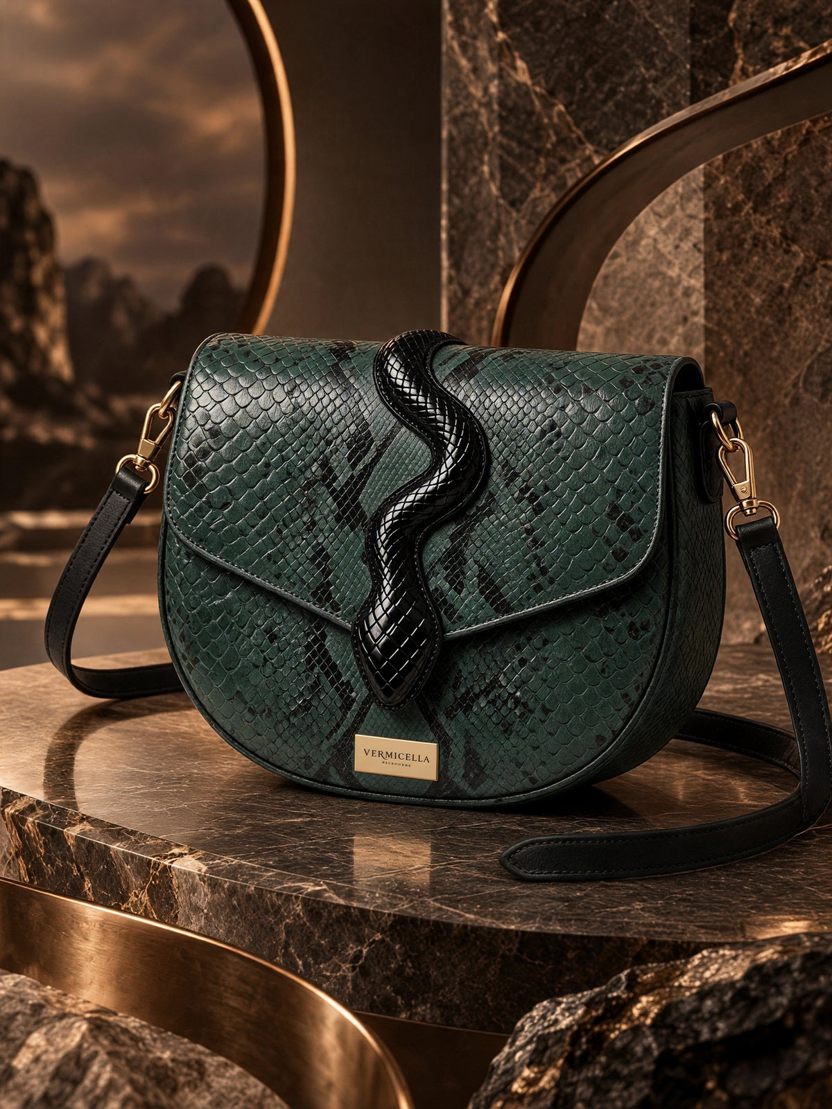 Vermicella handbag editorial photograph