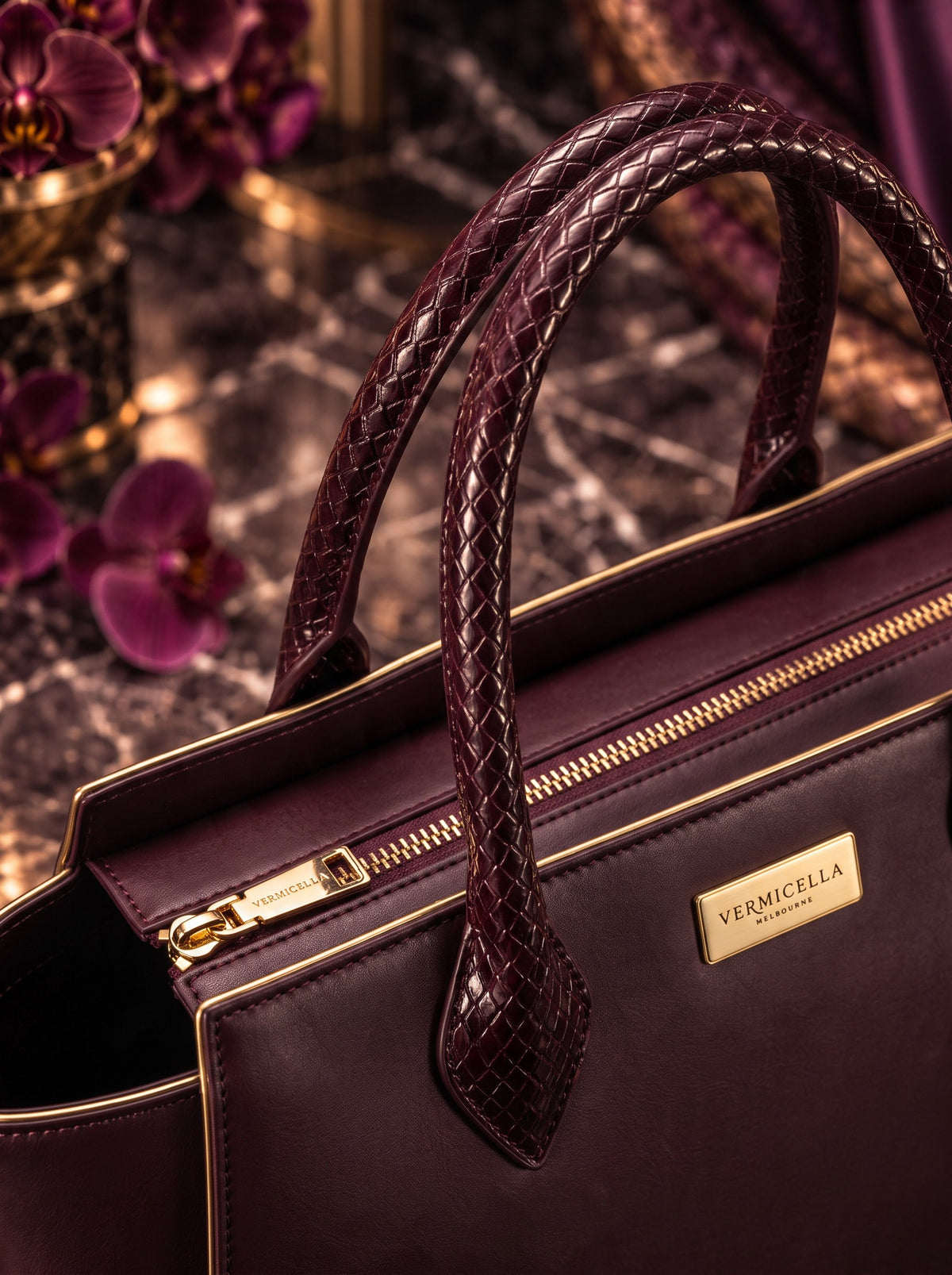 Vermicella handbag editorial photograph