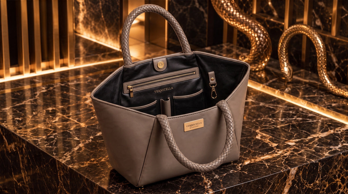 Vermicella handbag editorial photograph