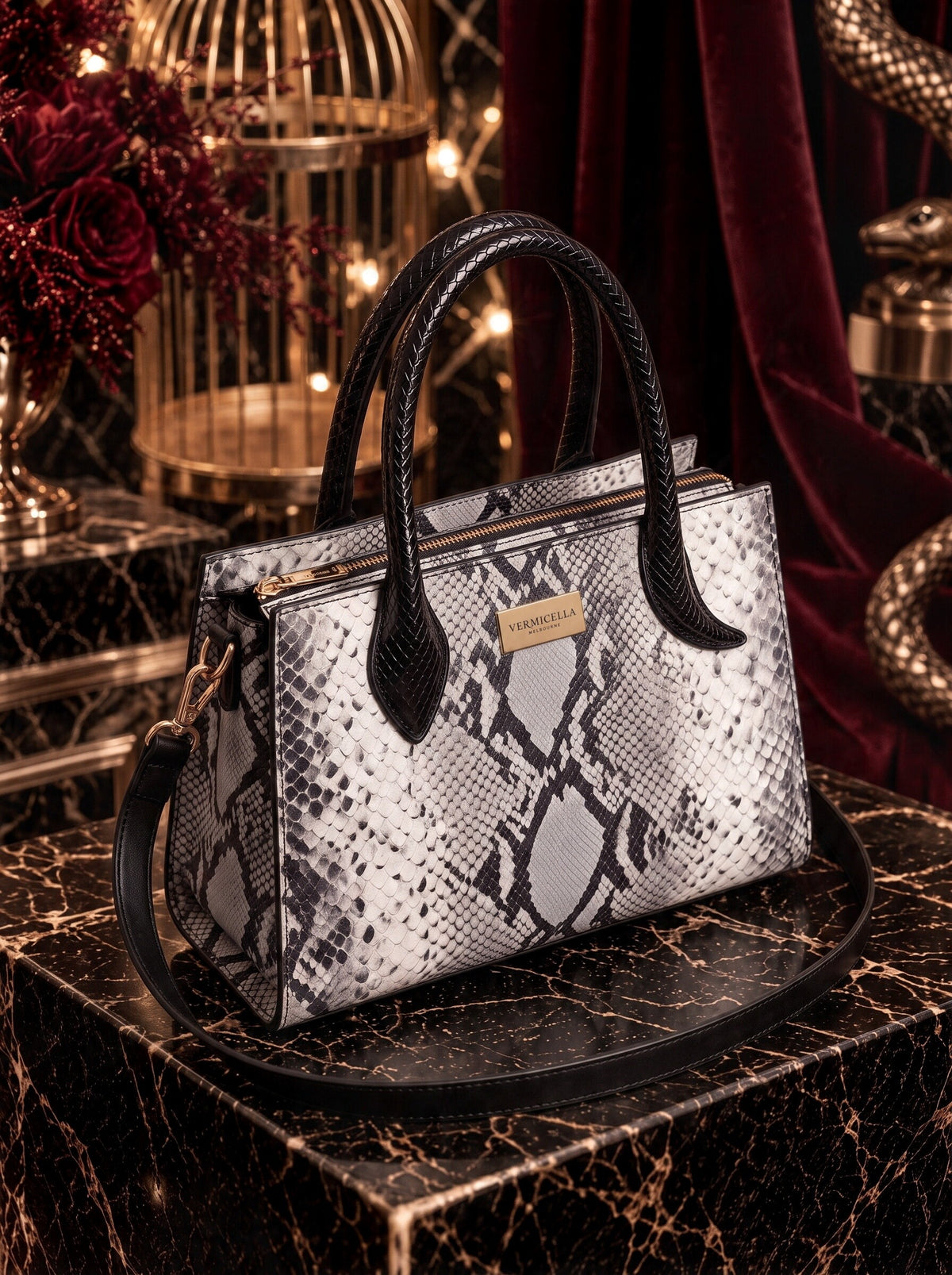Vermicella handbag editorial photograph