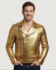 Men's Real Leather Moto Jacket - Hermes