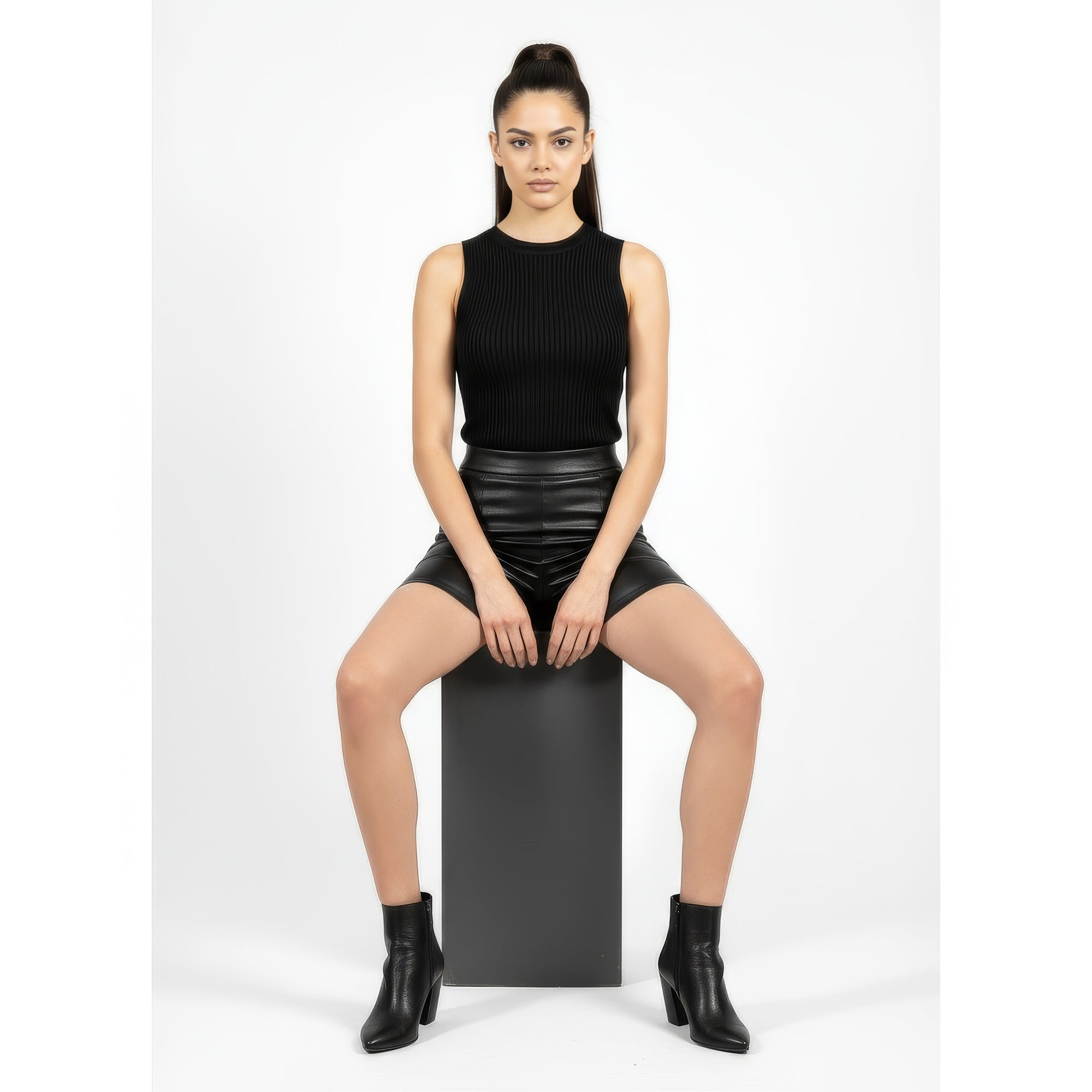 Women&#39;s Leather Shorts - Katya