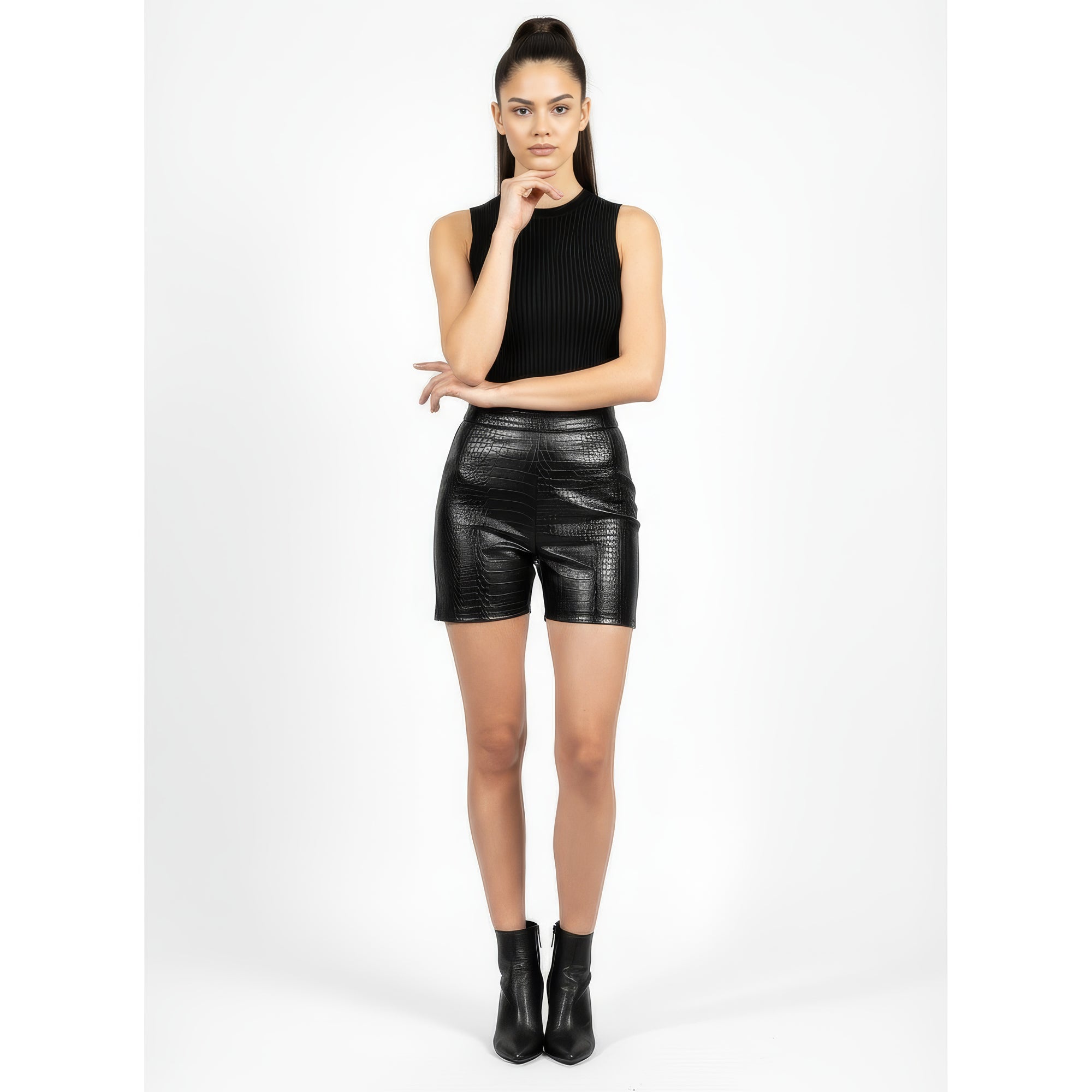 Women&#39;s Leather Shorts - Katya